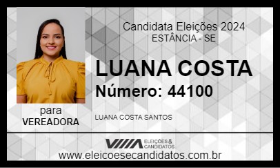 Candidato LUANA COSTA 2024 - ESTÂNCIA - Eleições