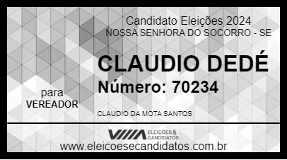 Candidato CLAUDIO DE DEDÉ 2024 - NOSSA SENHORA DO SOCORRO - Eleições