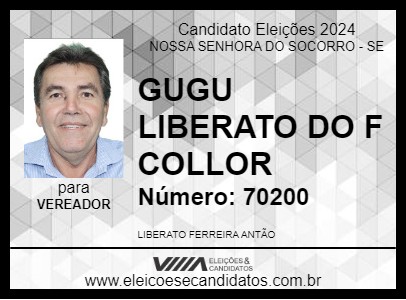 Candidato GUGU LIBERATO DO F COLLOR 2024 - NOSSA SENHORA DO SOCORRO - Eleições