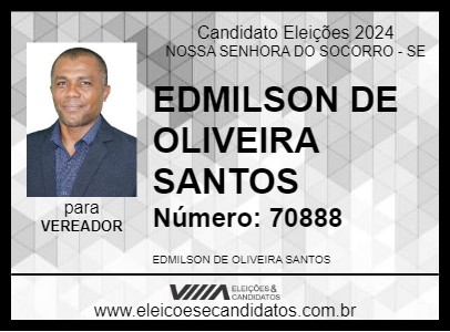 Candidato EDMILSON DE OLIVEIRA SANTOS 2024 - NOSSA SENHORA DO SOCORRO - Eleições