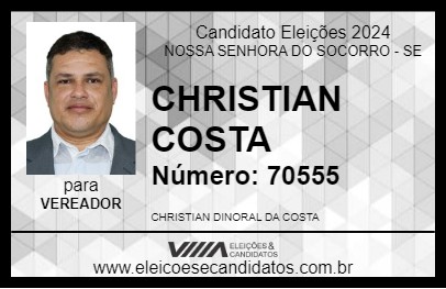 Candidato CHRISTIAN COSTA 2024 - NOSSA SENHORA DO SOCORRO - Eleições