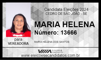 Candidato MARIA HELENA 2024 - CEDRO DE SÃO JOÃO - Eleições