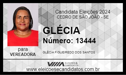 Candidato GLÉCIA 2024 - CEDRO DE SÃO JOÃO - Eleições