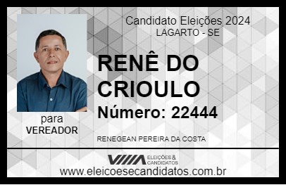 Candidato RENÊ DO CRIOULO 2024 - LAGARTO - Eleições