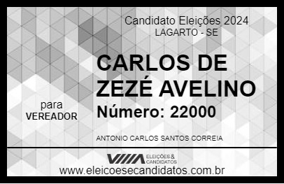 Candidato CARLOS DE ZEZÉ AVELINO 2024 - LAGARTO - Eleições