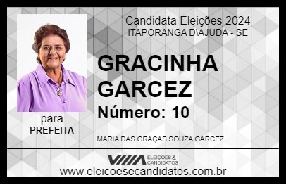 Candidato GRACINHA GARCEZ 2024 - ITAPORANGA D\AJUDA - Eleições