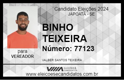 Candidato BINHO TEIXEIRA 2024 - JAPOATÃ - Eleições