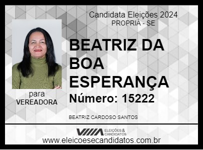 Candidato BEATRIZ DA BOA ESPERANÇA 2024 - PROPRIÁ - Eleições