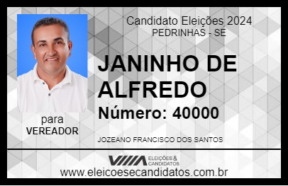 Candidato JANINHO DE ALFREDO 2024 - PEDRINHAS - Eleições