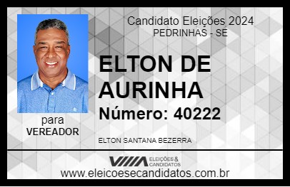 Candidato ELTON DE AURINHA 2024 - PEDRINHAS - Eleições