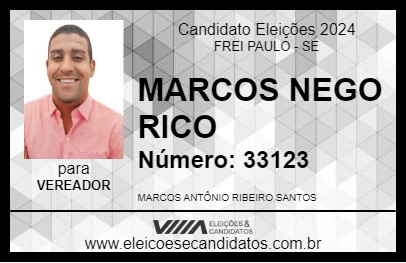 Candidato MARCOS NEGO RICO 2024 - FREI PAULO - Eleições