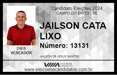 Candidato JAILSON CATA LIXO 2024 - CAMPO DO BRITO - Eleições