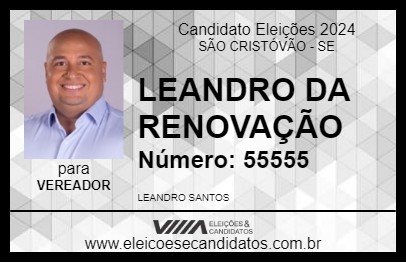 Candidato LEANDRO DA RENOVAÇÃO 2024 - SÃO CRISTÓVÃO - Eleições