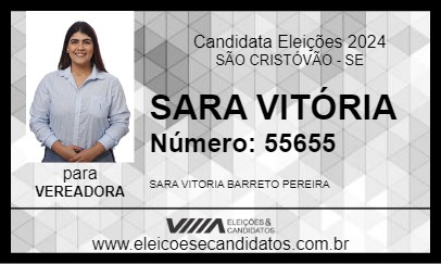 Candidato SARA VITÓRIA 2024 - SÃO CRISTÓVÃO - Eleições