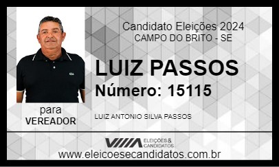 Candidato LUIZ PASSOS 2024 - CAMPO DO BRITO - Eleições