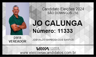 Candidato JO CALUNGA 2024 - SÃO DOMINGOS - Eleições