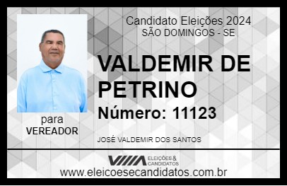 Candidato VALDEMIR DE PETRINO 2024 - SÃO DOMINGOS - Eleições