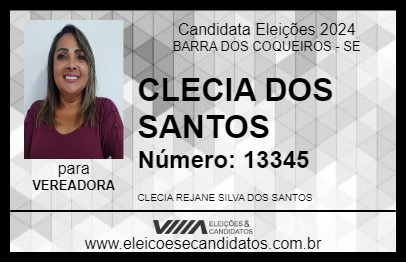 Candidato CLÉCIA DOS SANTOS 2024 - BARRA DOS COQUEIROS - Eleições