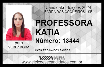 Candidato PROFESSORA KATIA 2024 - BARRA DOS COQUEIROS - Eleições