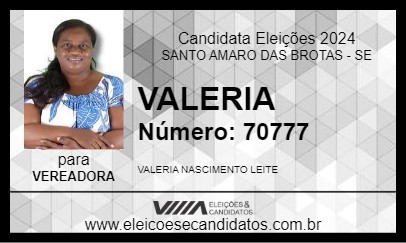 Candidato VALERIA 2024 - SANTO AMARO DAS BROTAS - Eleições