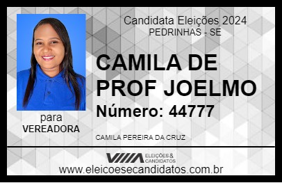 Candidato CAMILA DE PROF JOELMO 2024 - PEDRINHAS - Eleições