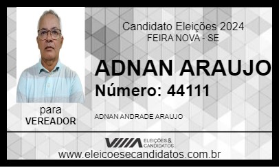 Candidato ADNAN ARAUJO 2024 - FEIRA NOVA - Eleições