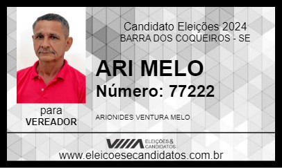 Candidato ARI MELO 2024 - BARRA DOS COQUEIROS - Eleições