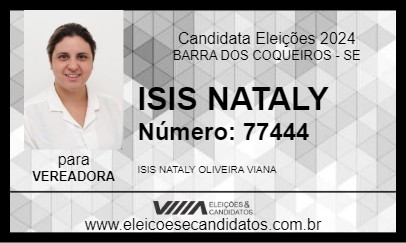 Candidato ISIS NATALY 2024 - BARRA DOS COQUEIROS - Eleições