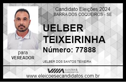 Candidato UELBER TEIXEIRINHA 2024 - BARRA DOS COQUEIROS - Eleições