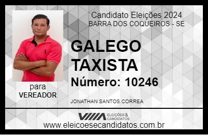 Candidato GALEGO TAXISTA 2024 - BARRA DOS COQUEIROS - Eleições