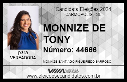 Candidato MONNIZE DE TONY 2024 - CARMÓPOLIS - Eleições