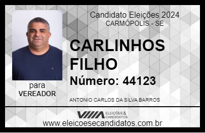 Candidato CARLINHOS FILHO 2024 - CARMÓPOLIS - Eleições