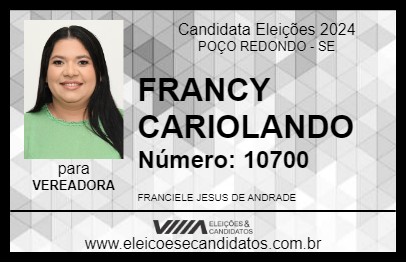 Candidato FRANCY CARIOLANDO 2024 - POÇO REDONDO - Eleições