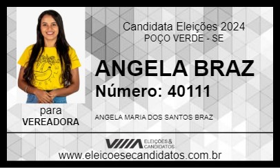 Candidato ANGELA BRAZ 2024 - POÇO VERDE - Eleições