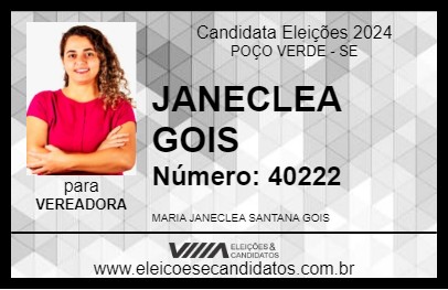 Candidato JANECLEA GOIS 2024 - POÇO VERDE - Eleições