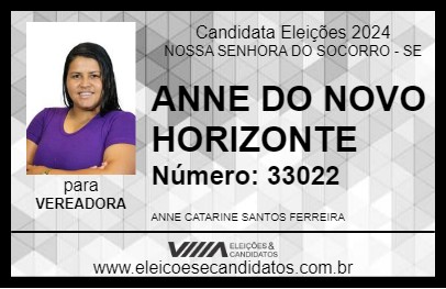 Candidato ANNE DO NOVO HORIZONTE 2024 - NOSSA SENHORA DO SOCORRO - Eleições