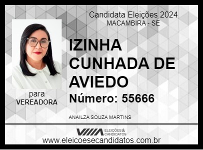 Candidato IZINHA CUNHADA DE AVIEDO 2024 - MACAMBIRA - Eleições