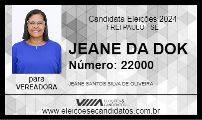 Candidato JEANE DA DOK 2024 - FREI PAULO - Eleições