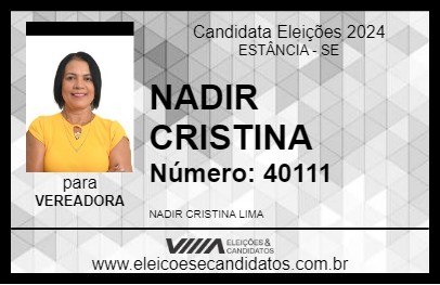 Candidato NADIR CRISTINA 2024 - ESTÂNCIA - Eleições