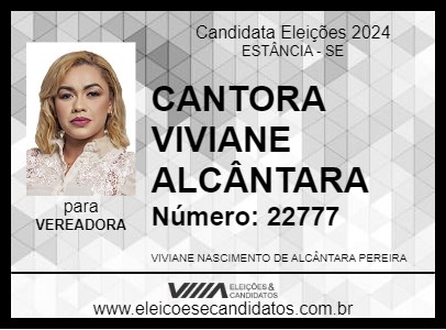 Candidato CANTORA VIVIANE ALCÂNTARA 2024 - ESTÂNCIA - Eleições