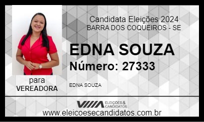 Candidato EDNA SOUZA 2024 - BARRA DOS COQUEIROS - Eleições