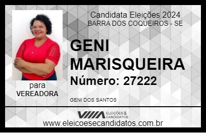 Candidato GENI MARISQUEIRA 2024 - BARRA DOS COQUEIROS - Eleições