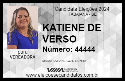 Candidato KATIANE DE VERSO 2024 - ITABAIANA - Eleições