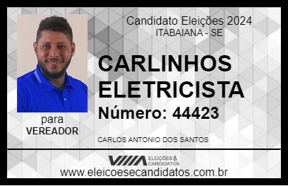 Candidato CARLINHOS ELETRICISTA 2024 - ITABAIANA - Eleições