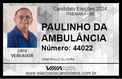 Candidato PAULINHO DA AMBULÂNCIA 2024 - ITABAIANA - Eleições