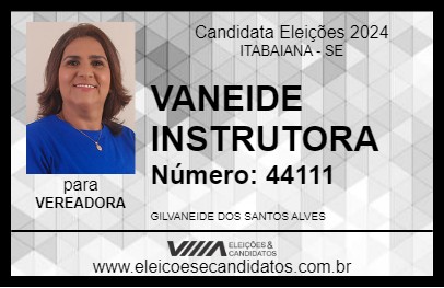 Candidato VANEIDE INSTRUTORA 2024 - ITABAIANA - Eleições