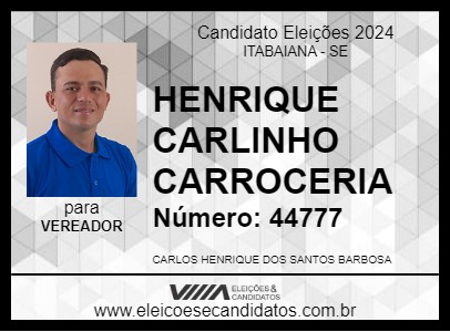 Candidato HENRIQUE CARLINHO CARROCERIA 2024 - ITABAIANA - Eleições