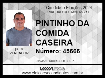 Candidato PINTINHO DA COMIDA CASEIRA 2024 - RIACHÃO DO DANTAS - Eleições