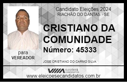 Candidato CRISTIANO DA COMUNIDADE 2024 - RIACHÃO DO DANTAS - Eleições