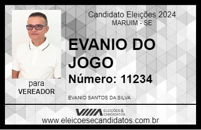 Candidato EVANIO DO JOGO 2024 - MARUIM - Eleições